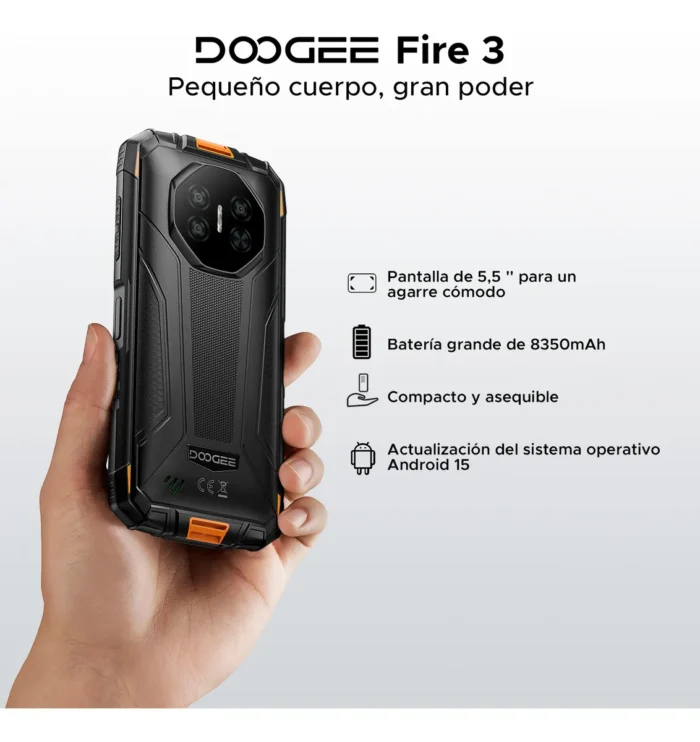 DOOGEE Fire 3 Rugerizado 5.5" Android 15 8.350mAh Compacto - Imagen 2