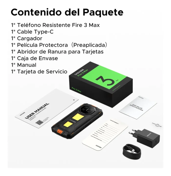 DOOGEE Fire 3 Max Rugerizado 5.5" 8+256GB 8350mAh Nocturna - Imagen 9