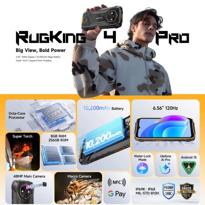 Ulefone RugKing 4 Pro Rugerizado Android Batería Gigante - Imagen 2