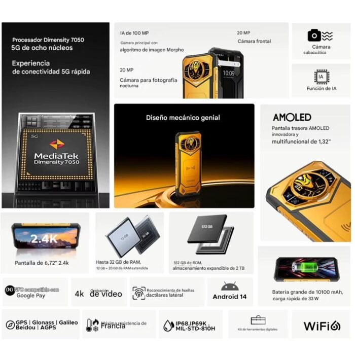 DOOGEE S200X 5G Rugerizado 48GB RAM 512GB Android 16 DualSIM - Imagen 3