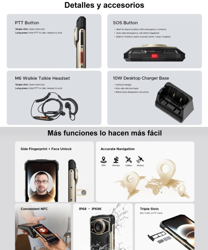 DOOGEE Fire 7 Ultra 5G Intercomunicador POC Altavoz 125dB - Imagen 8