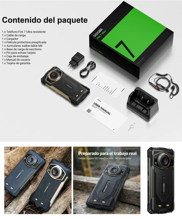 DOOGEE Fire 7 Ultra 5G Intercomunicador POC Altavoz 125dB - Imagen 9