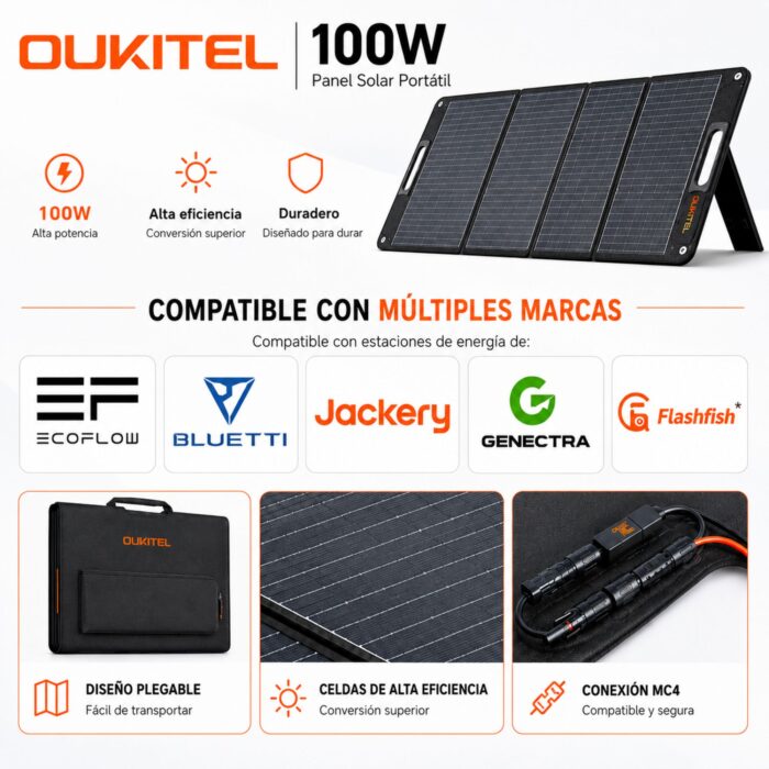 Panel Solar Port&aacute;til OUKITEL 100W - Imagen 2