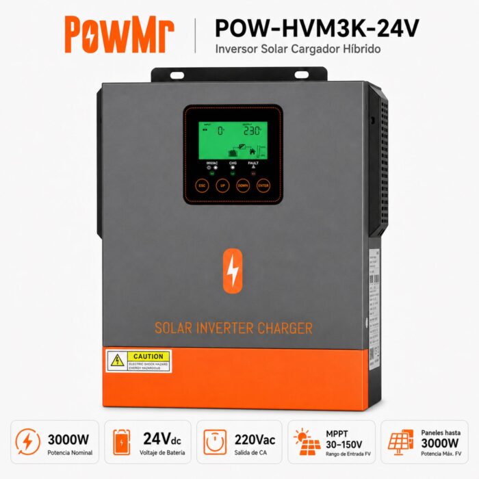Inversor Solar H&iacute;brido PowMr 3000W 24V - Imagen 2