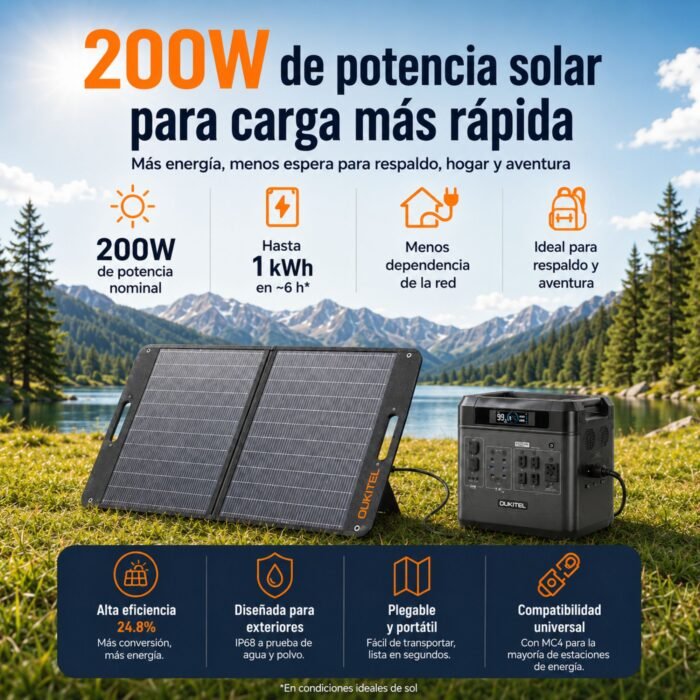 Panel Solar Portátil OUKITEL 200W - Imagen 2