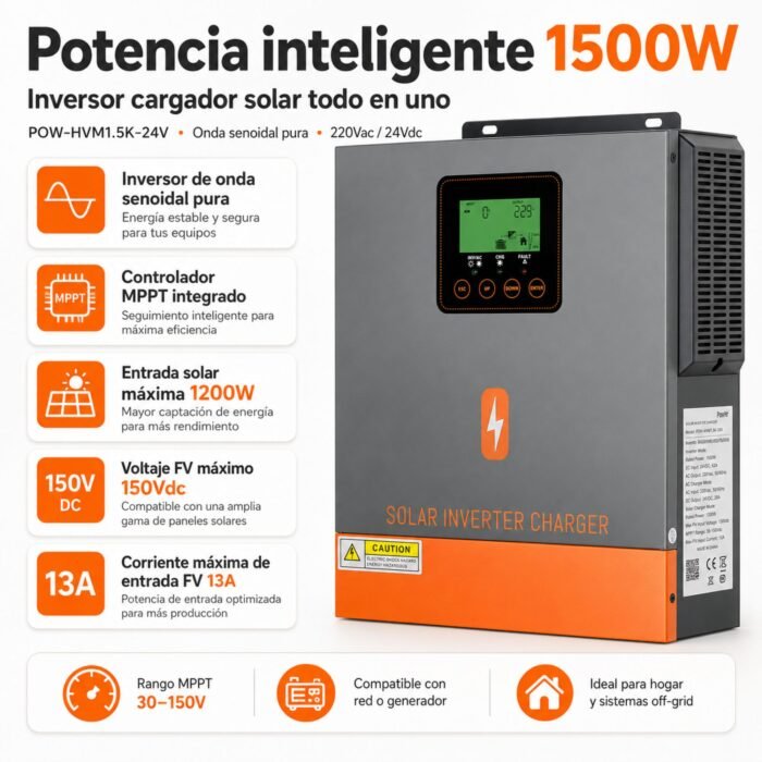 Inversor Solar Híbrido PowMr 1500W 24V - Imagen 2