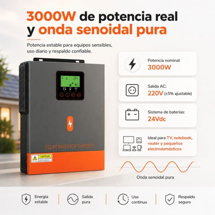 Inversor Solar Híbrido PowMr 3000W 24V - Imagen 2