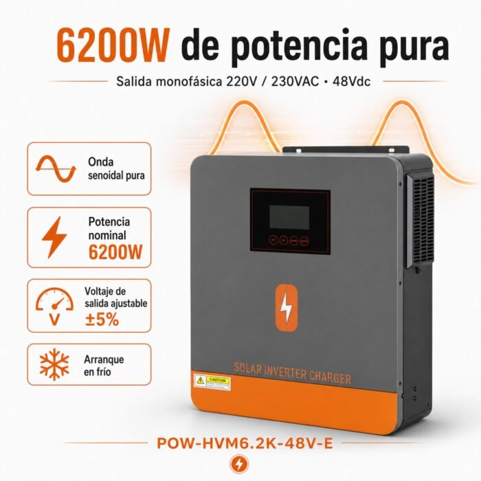 Inversor Solar Híbrido PowMr 6200W 48V - Imagen 2
