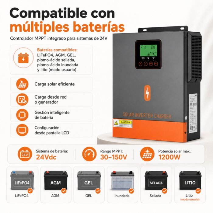 Inversor Solar Híbrido PowMr 1500W 24V - Imagen 5