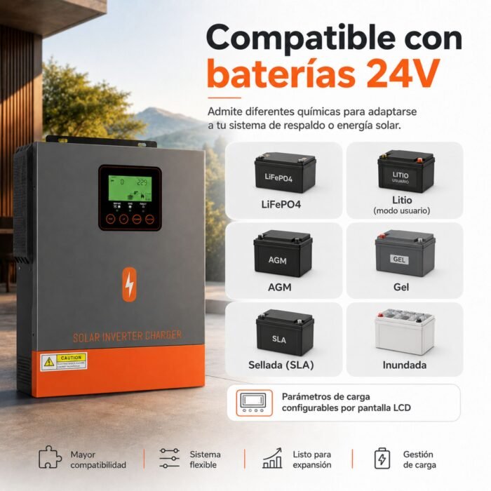 Inversor Solar Híbrido PowMr 3000W 24V - Imagen 5