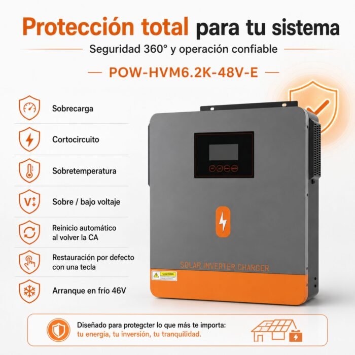 Inversor Solar Híbrido PowMr 6200W 48V - Imagen 7