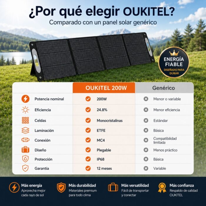 Panel Solar Portátil OUKITEL 200W - Imagen 8