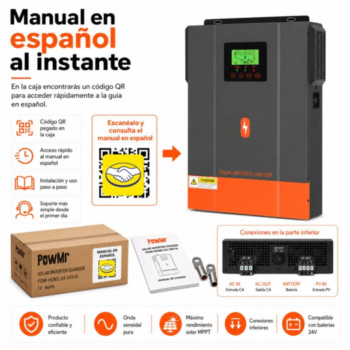 Inversor Solar Híbrido PowMr 3000W 24V - Imagen 9