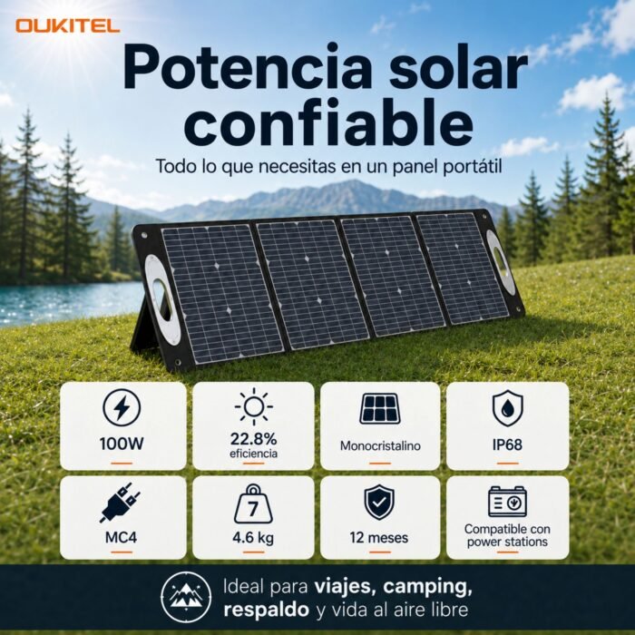 Panel Solar Portátil OUKITEL 100W - Imagen 10