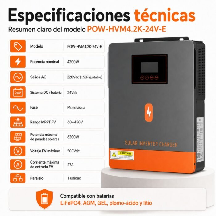 Inversor Solar Híbrido PowMr 4200W 24V - Imagen 10
